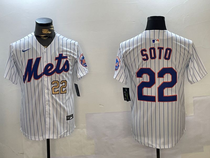 Men New York Mets #22 Soto White Stripe Game 2024 Nike MLB Jersey style 12162->new york mets->MLB Jersey